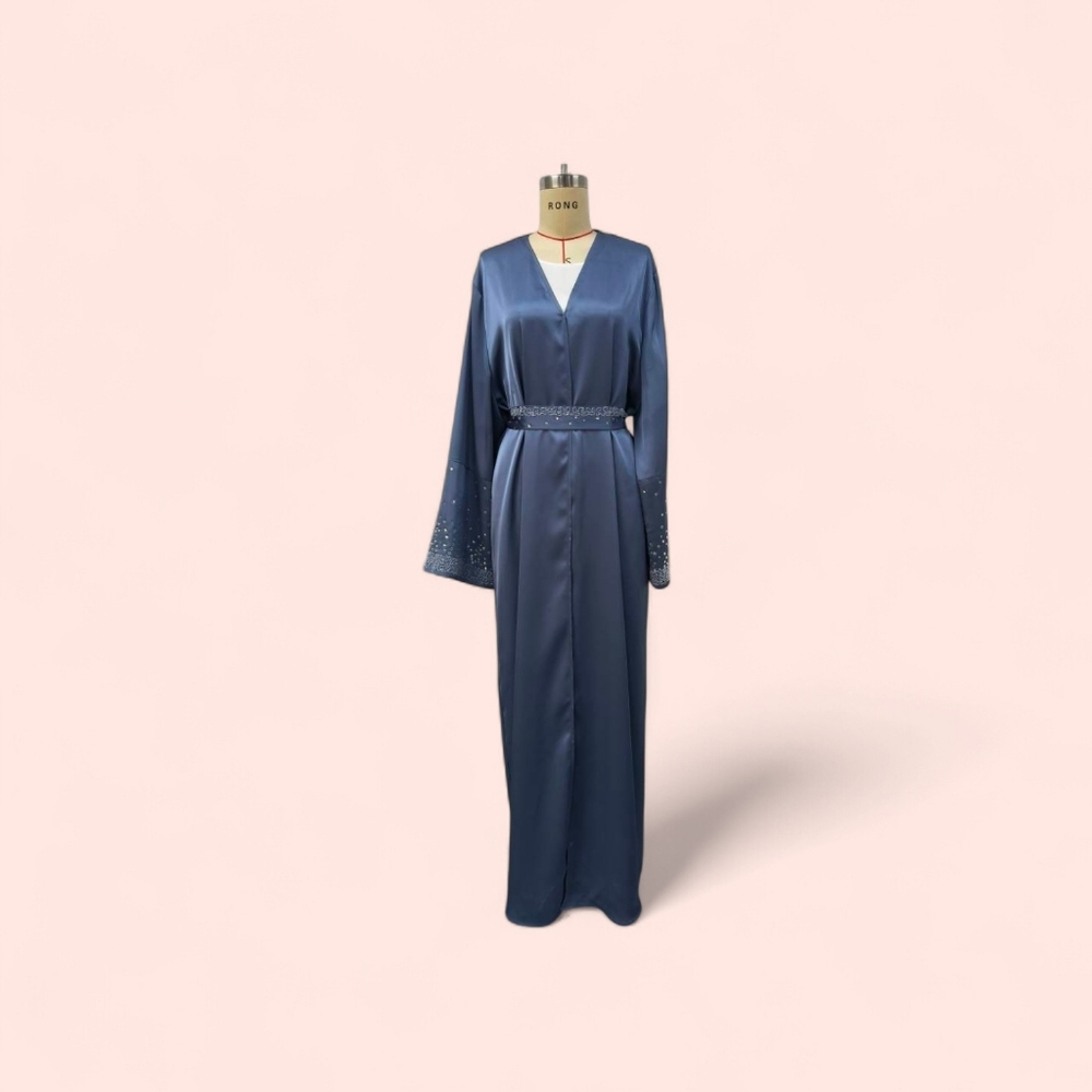 Elegant Gray Embellished Maxi Dress